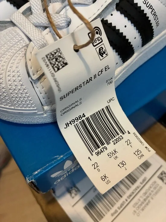 Adidas Kids' White & Black Superstar Sneakers with Side Strap - Picture 4 of 8